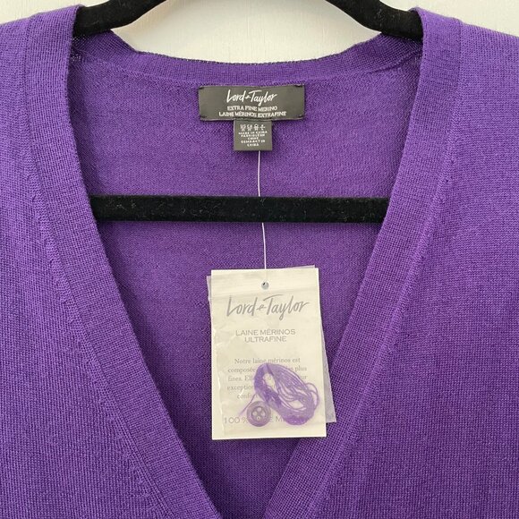 Lord & Taylor Extra Fine Merino Wool Cardigan - NWT - Picture 4 of 9